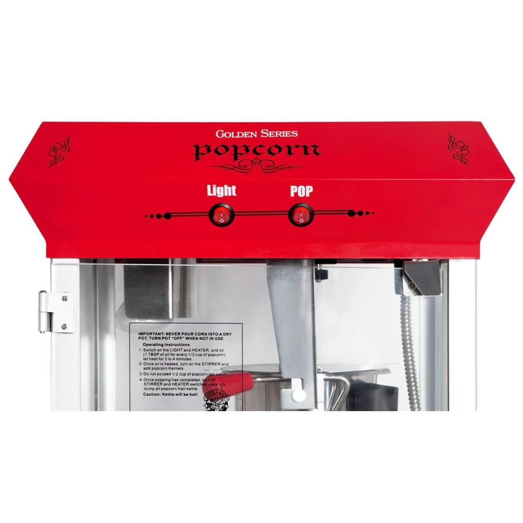 Machine à Maïs éclaté Golden Avec Chariot - Rouge 4 Machine à Maïs éclaté Golden Avec Chariot - Rouge – Image 2