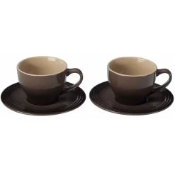 Le Creuset Ensemble 2 Tasses à Cappuccino Avec Soucoupes - Huître