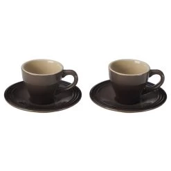 Le Creuset Ensemble 2 Tasses Espresso 60 Ml Avec Soucoupes - Huître