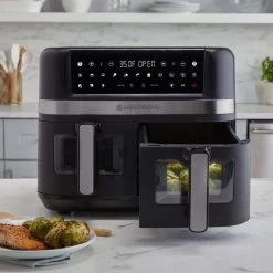 Friteuse à Air De Comptoir électrique Double UP 10 Pte - Noir -Maison-Cuisine west bend 10 qt double up air fryer with 15 presets and easy view windows in black afwb10bk13 west bend 184560